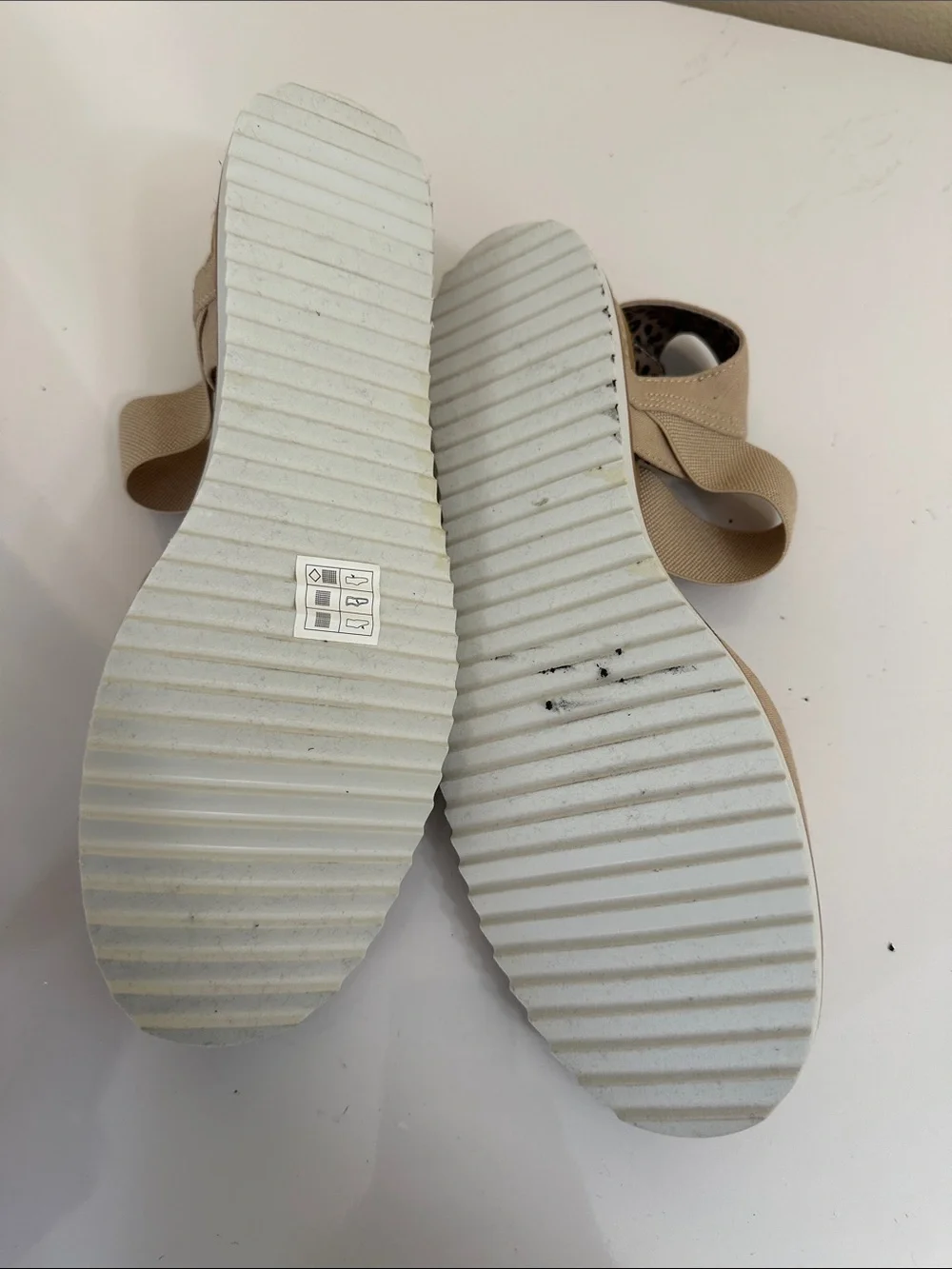 Skechers Beige Espadrille Platform Sandals with Elastic Ankle Strap
